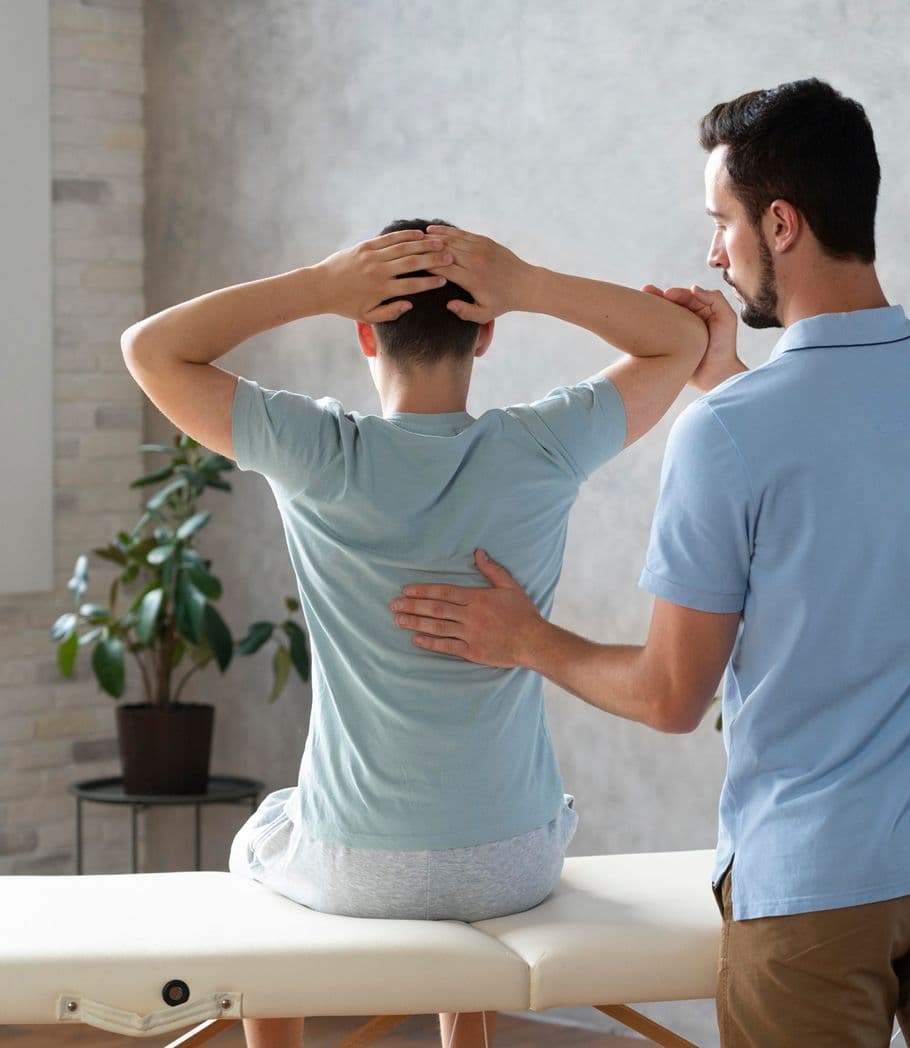 Therapist assessing a patient's posture